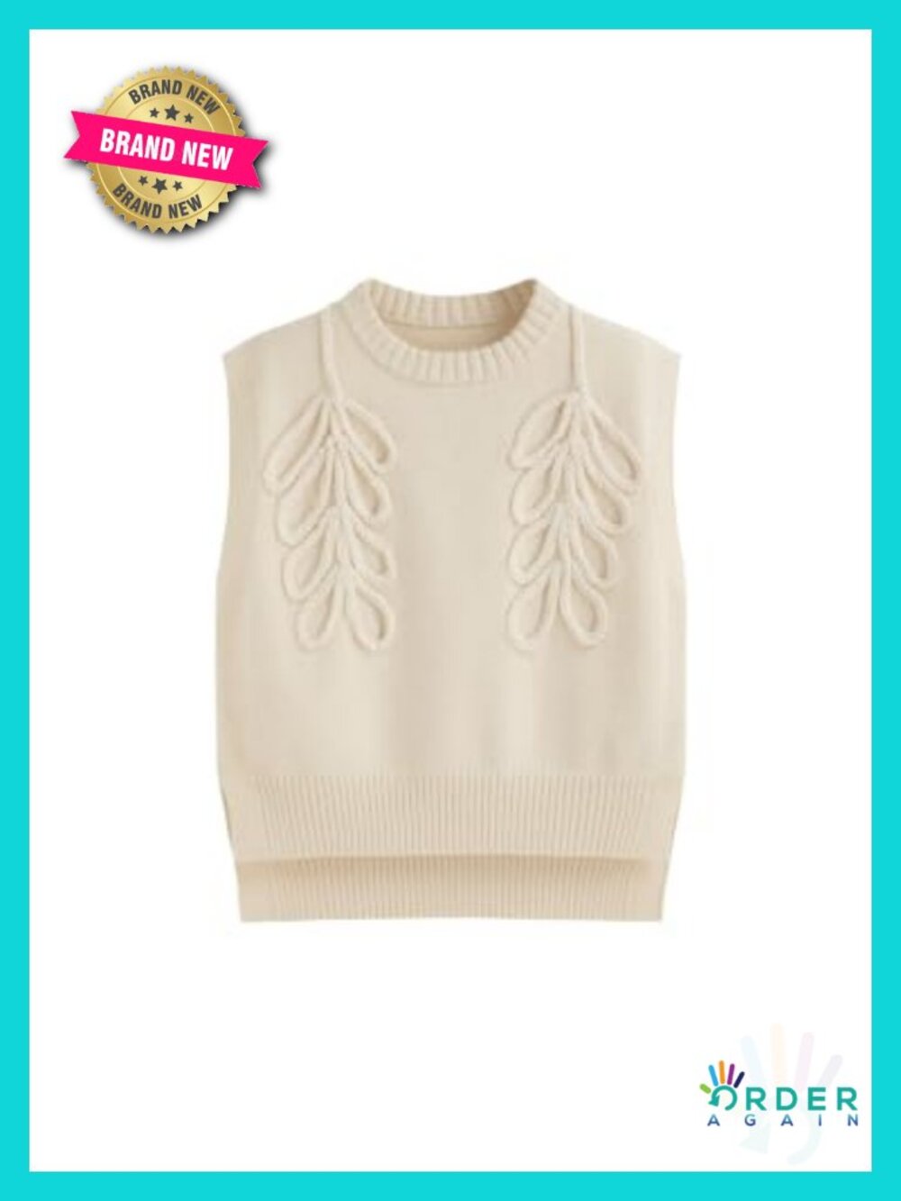 Sweater Vest Women Round Neck Sleeveless Cute Cable Knit Tops